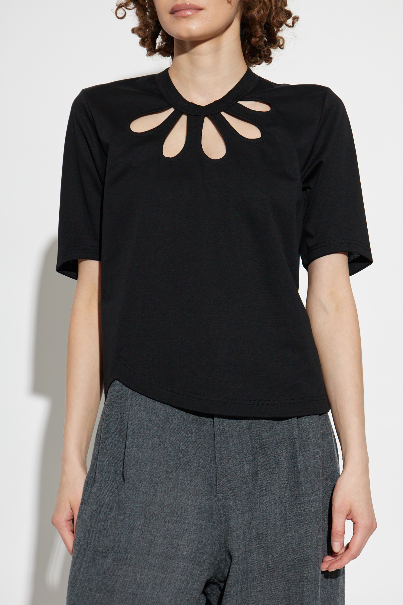 Czarny Top z dekoracyjnymi wycięciami Comme des Garçons Noir Kei